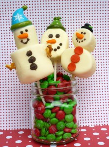 snowman marshmallow pops