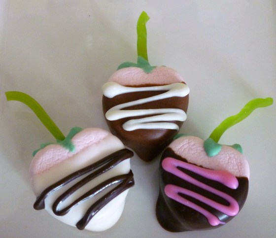 Chocolate dipped strawberry marshmallows