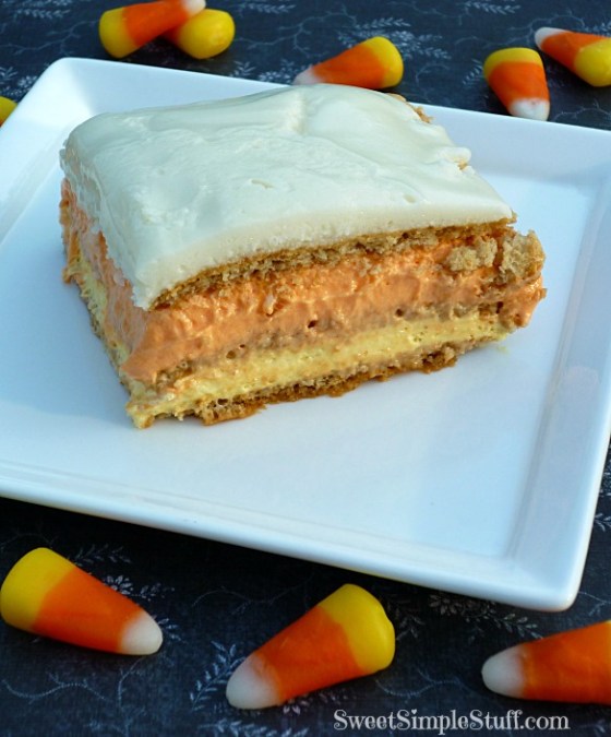 Candy corn no bake icebox cake