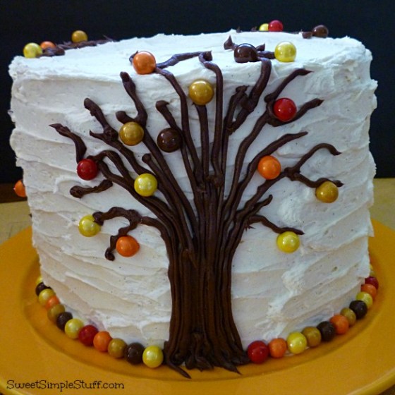 autumn fall leaves sixlets cake