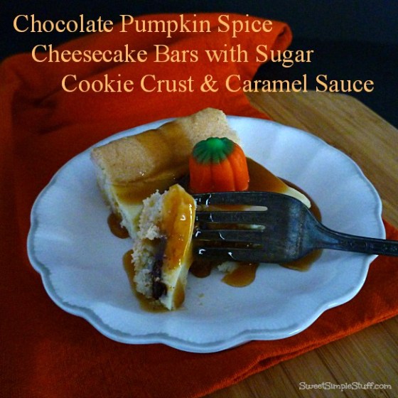 chocolate pumpkin spice cheesecake bars