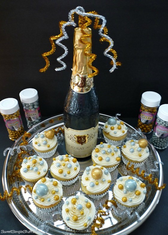 Chocolate Champagne Gumballs, Sixlets & Pearls Cupcakes