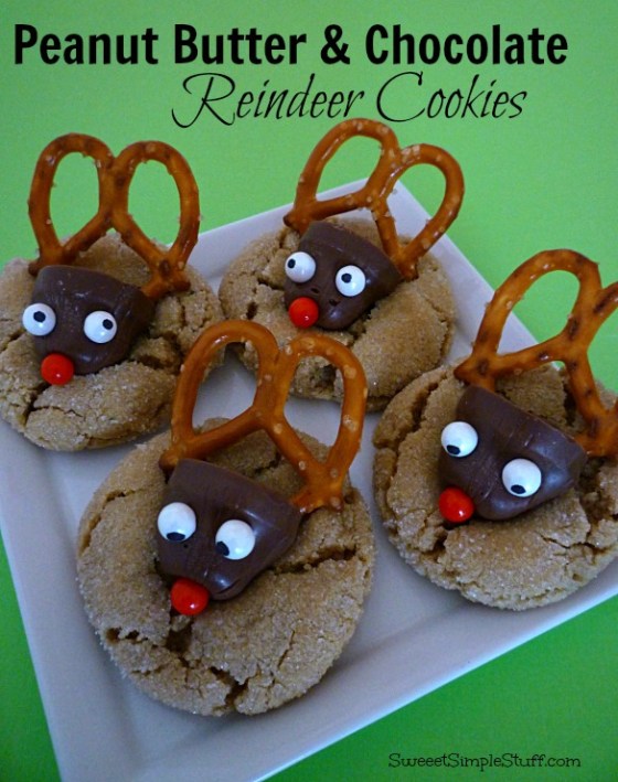 Peanut Butter & Chocolate Reindeer Cookies