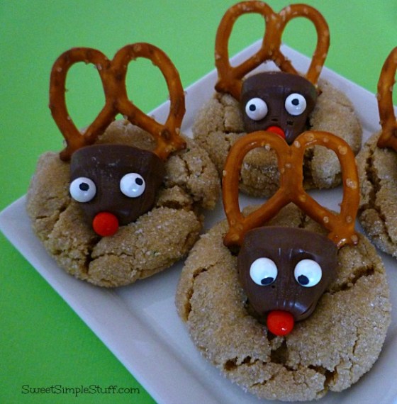 peanut butter chocolate reindeer cookies