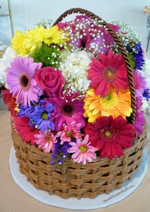 basket of flowers cake