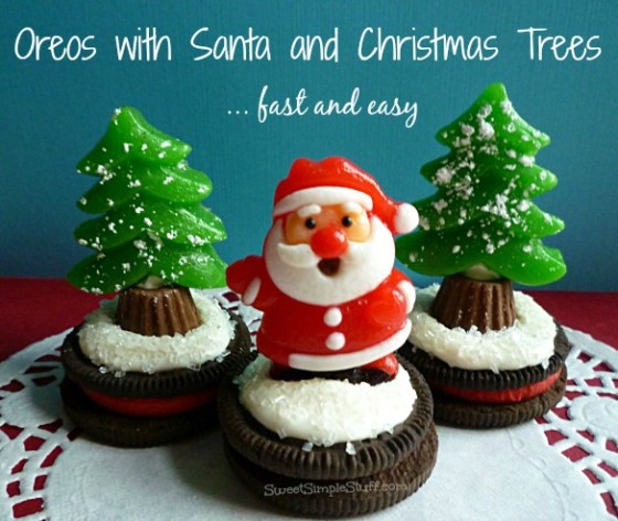 Fast & easy, Santa & Christmas Trees on Oreos - SweetSimpleStuff.com