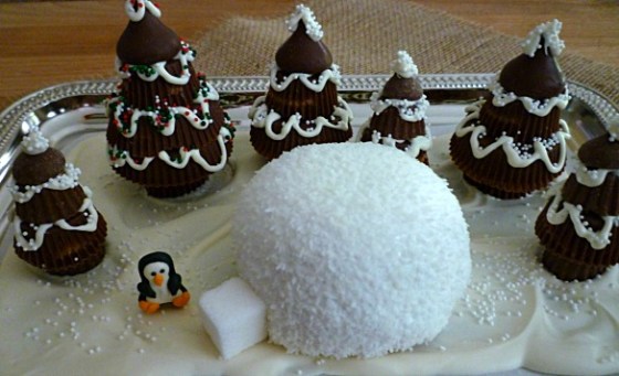 Hostess Snowball Igloo in a Peanut Butter Cup Tree Forest - SweetSimpleStuff.com