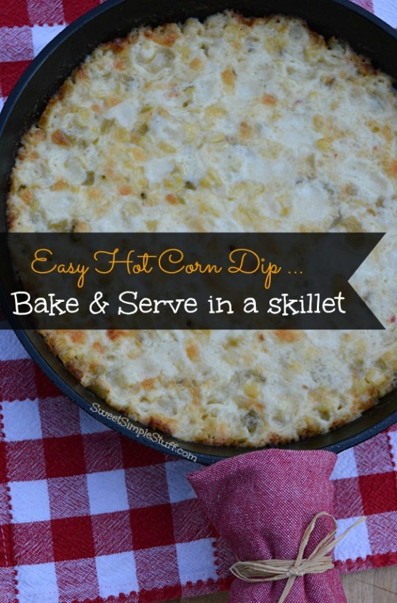 Hot Corn Dip in Skillet - SweetSimpleStuff.com