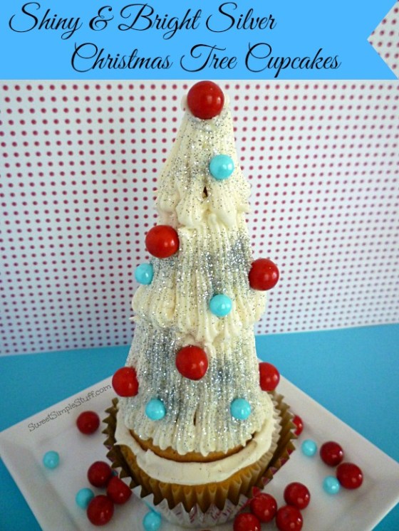 Shiny & Bright Silver Christmas Tree Cupcakes