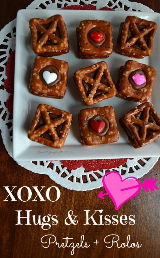 XOXO Hugs & Kisses Pretzels Rolos - SweetSimpleStuff.com
