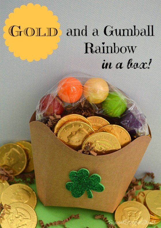 Gold and a Gumball Rainbow in a box by SweetSimpleStuff
